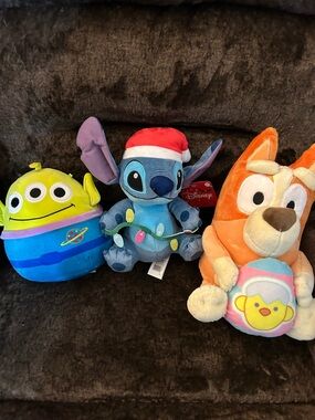 Disney Blue Stitch Plush with Holiday Hat and Light String